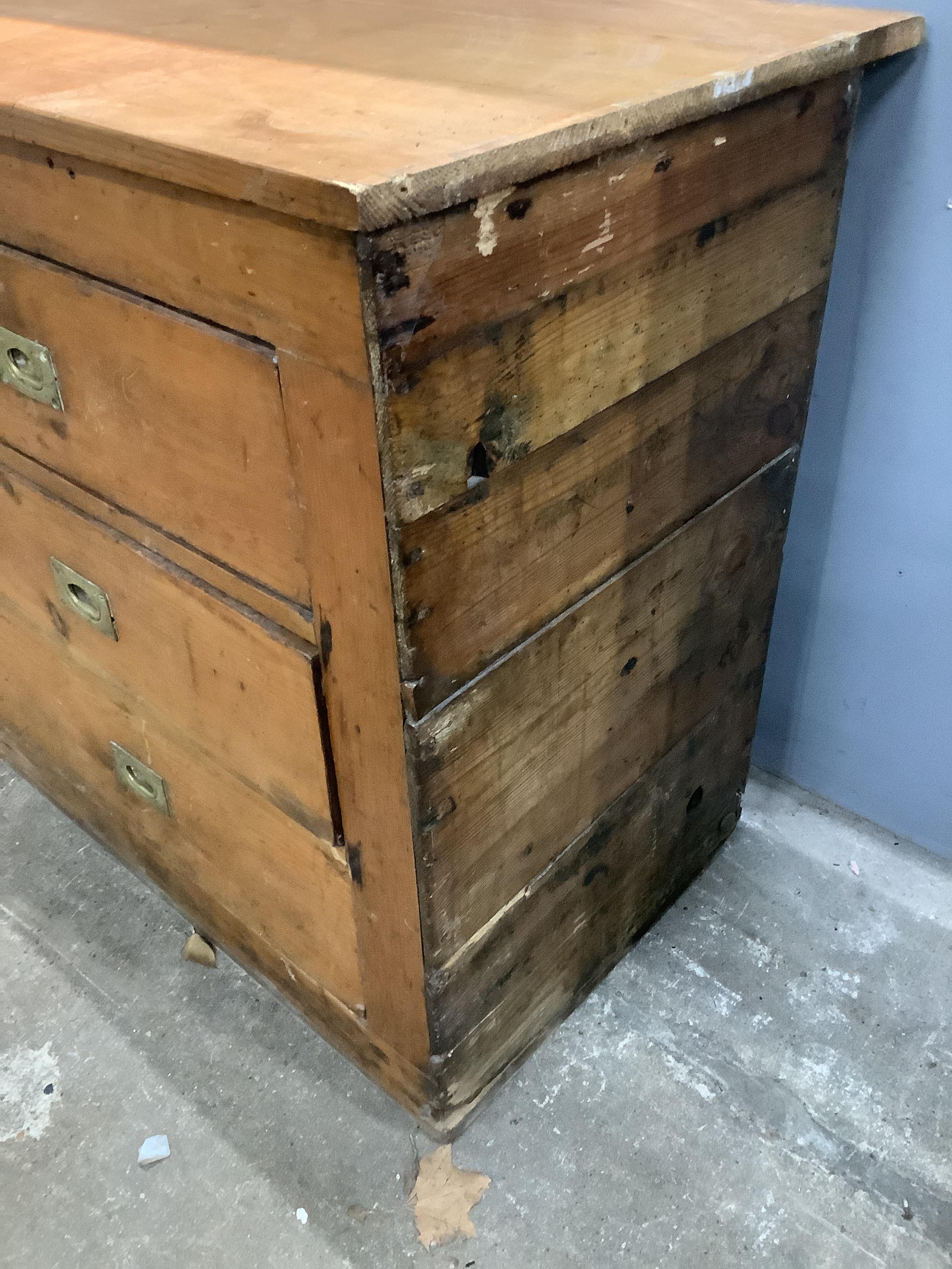 A pine counter ten drawers, width 164cm, depth 62cm, height 86cm